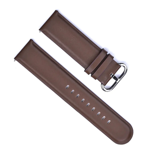 22mm Watch Strap Round Edge Brown Genuine Leather Top View