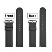 20mm Watch Strap Round Edge Black Genuine Leather Top & Bottom View
