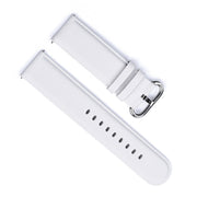 20mm Watch Strap Round Edge White Genuine Leather Top View