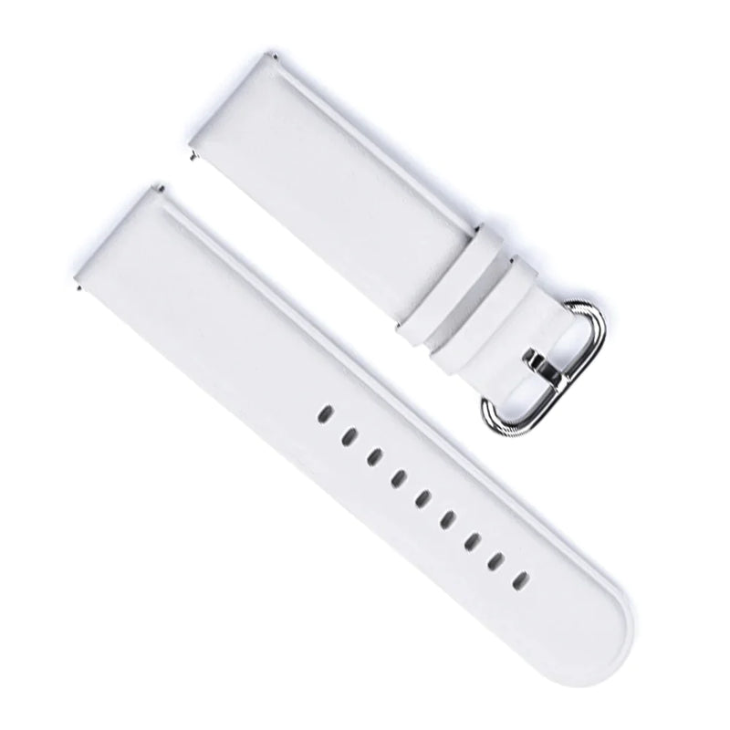 22mm Watch Strap Round Edge White Genuine Leather Top View