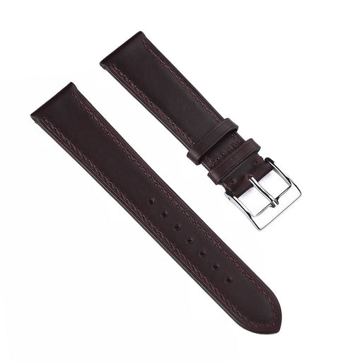 22mm Watch Strap Dark Brown Oil Waxed Genuine Leather Top View