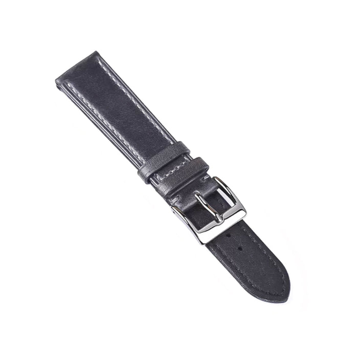 20mm Watch Strap Oil Waxed Dark Grey Genuine Leather Front View