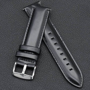 12mm Watch Strap Padointa Padded Genuine Leather Black Smooth Display