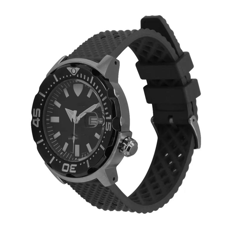 22mm Watch Strap FKM Rubber Frustuma Black Front View