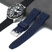 Watch Strap 20mm Navy Blue Frustuma FKM Rubber Display View
