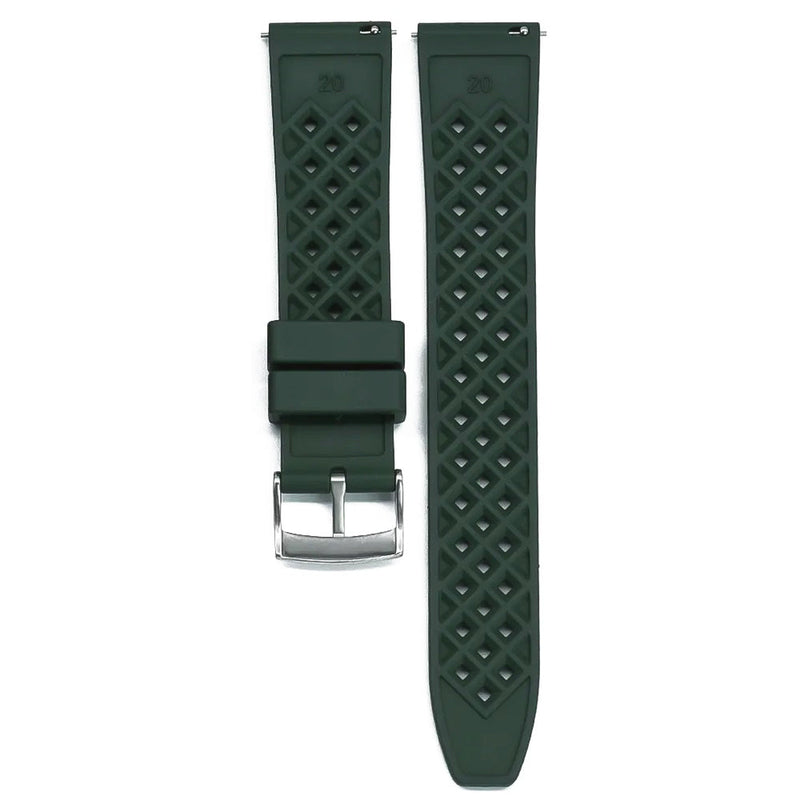 22mm Watch Strap FKM Rubber Frustuma Dark Green Bottom View