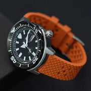 Watch Strap 20mm Orange Frustuma FKM Rubber Display On Watch