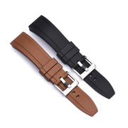 24mm Watch Strap FKM Rubber Lemans Brown Black Top View