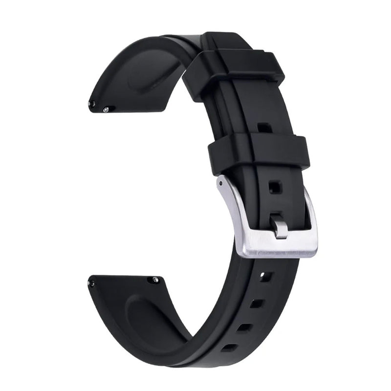 Watch Strap 20mm Black Lemans FKM Rubber Side View