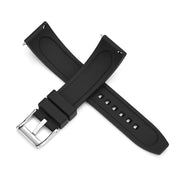 Watch Strap 20mm Black Lemans FKM Rubber Bottom View