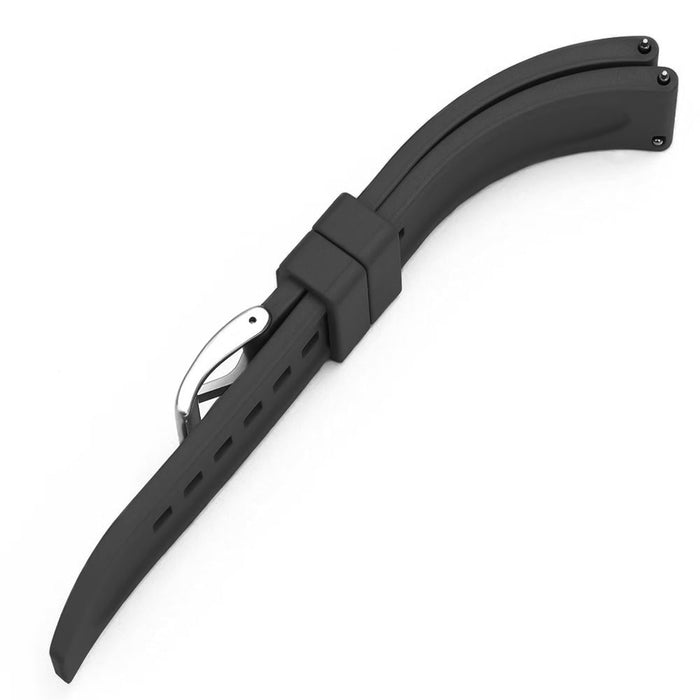 22mm Watch Strap FKM Rubber Lemans Black Side View