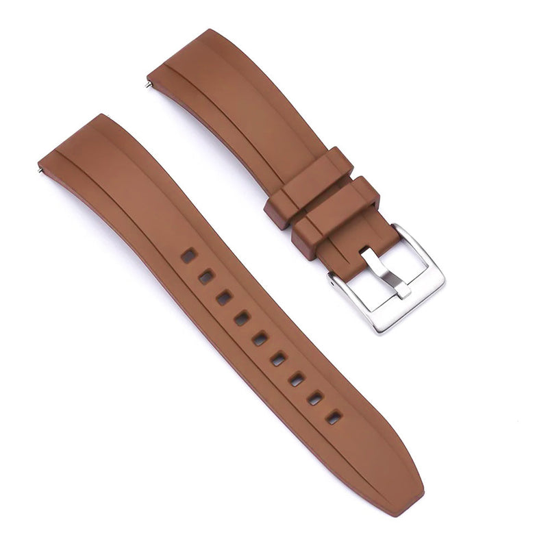 22mm Watch Strap FMK Rubber Lemans Brown Top View