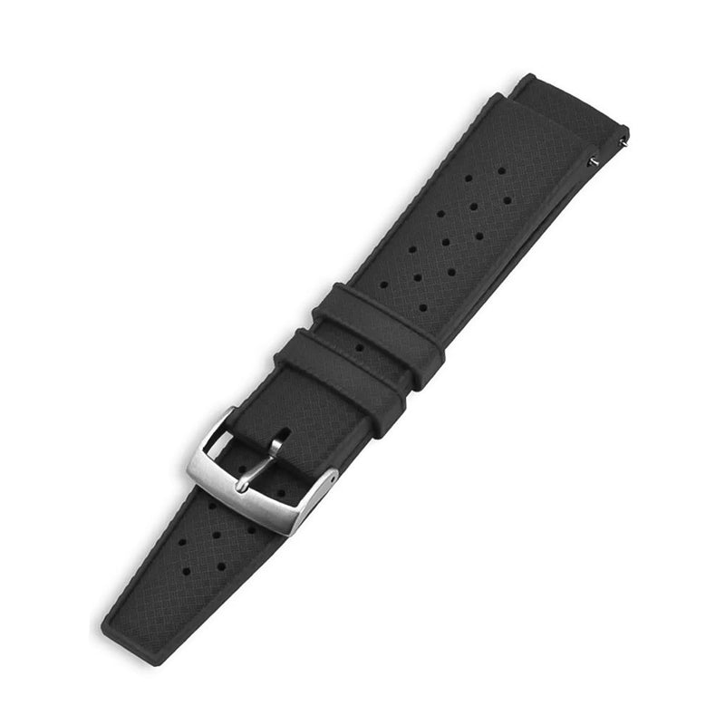 Watch Strap 20mm Black Tropicana FKM Rubber Front View