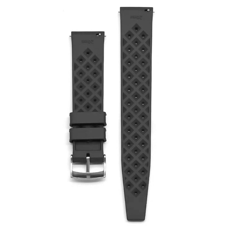 Watch Strap 20mm Black Tropicana FKM Rubber Bottom  View