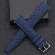22mm Watch Strap FKM Rubber Tropicana Navy Blue Display