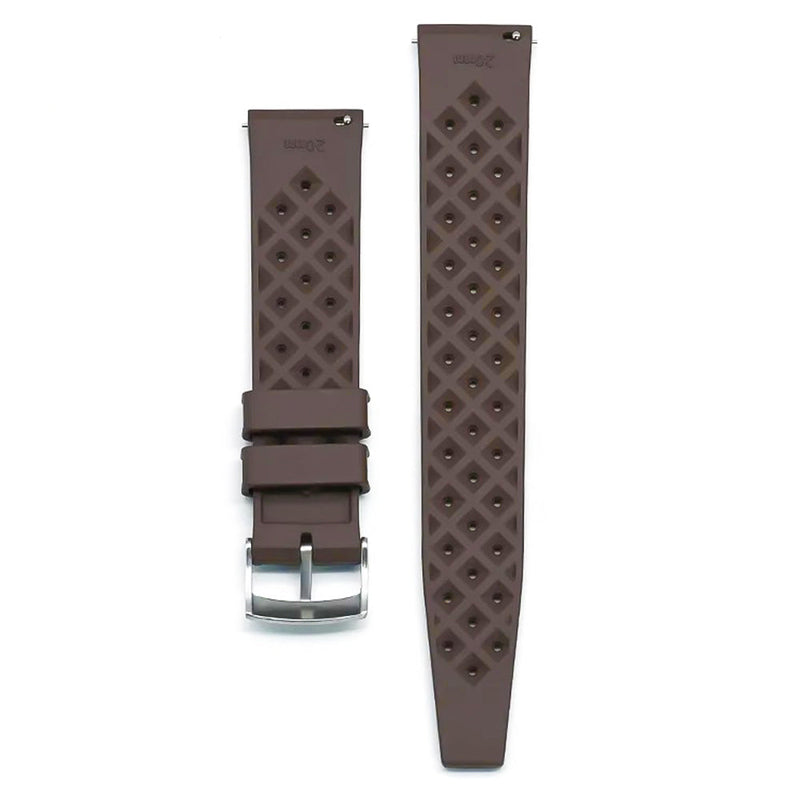 22mm Watch Strap FKM Rubber Tropicana Brown Bottom View