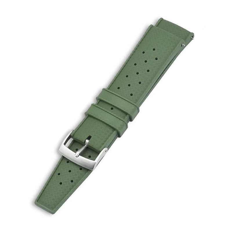 22mm Watch Strap FKM Rubber Tropicana Khaki Green Front View