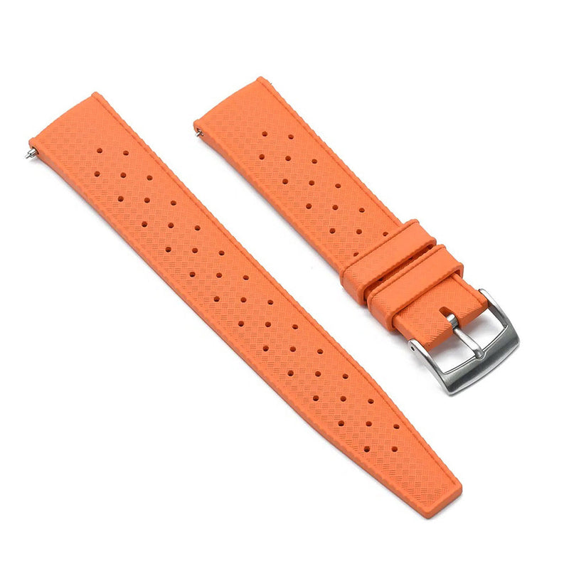 Watch Strap 20mm Orange Tropicana FKM Rubber Front View