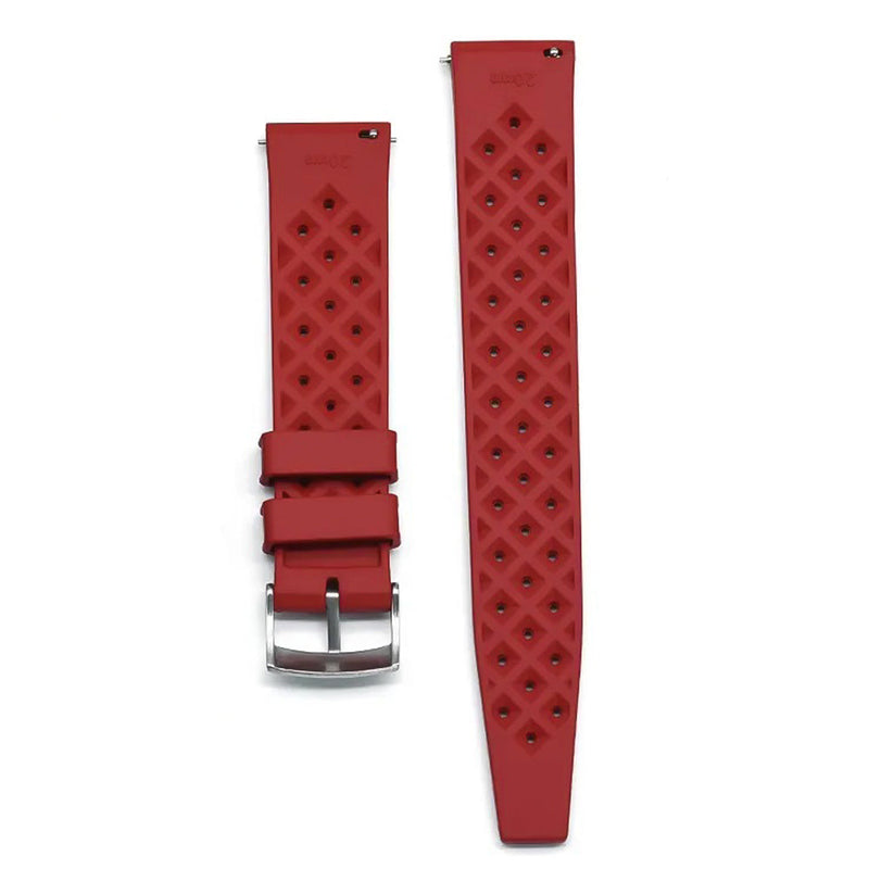 22mm Watch Strap FKM Rubber Tropicana Red Bottom View