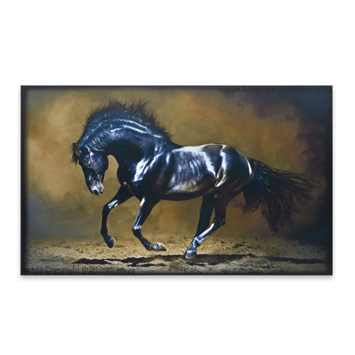 Large Black Stallion Horse Wood Sign Animal Print For Wall