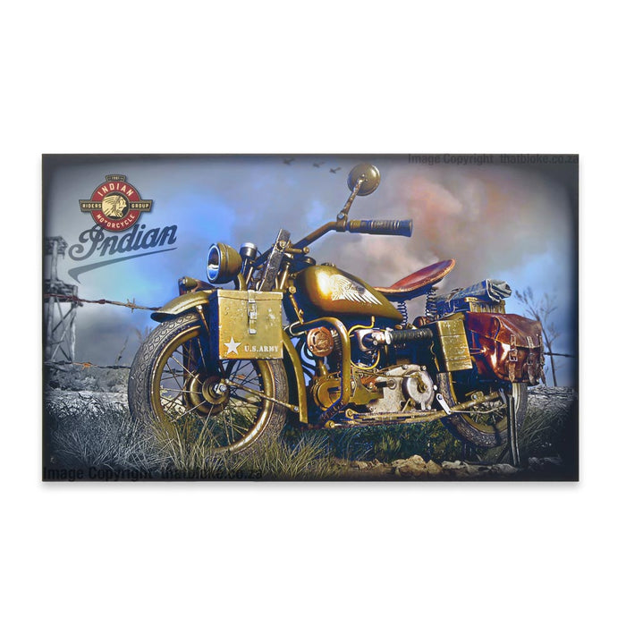 Large Vintage US Army Indian Skout Motorcycle Wood Sign Print