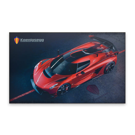 Large Koenigsegg Jesko Wood Sign Sports Car Print Cherry Red