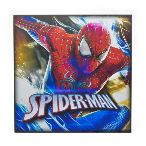 Superhero Spider-Man Wood Sign Print Up Close Red Blue