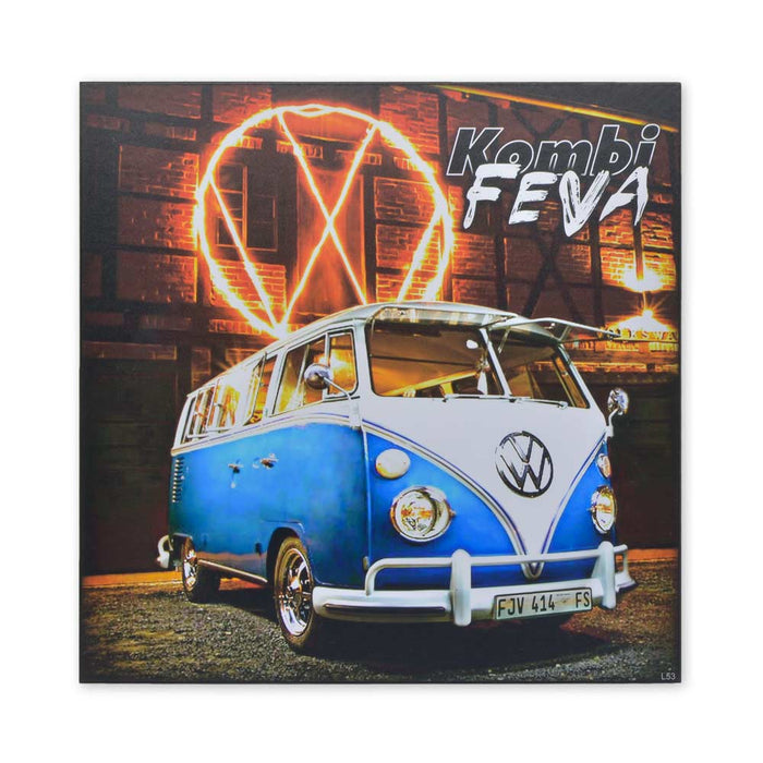 Medium Wood Sign Print - VW Kombi Feva On Fire Logo